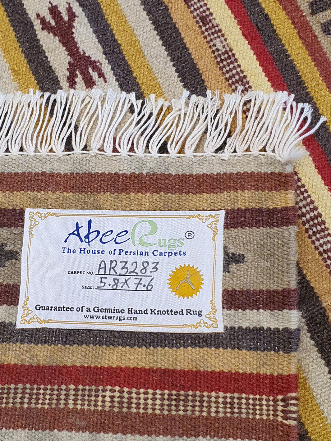 Turkish Wool Kilim Multicolor Stripes - 5.8 X 7.6 FT - AR3283