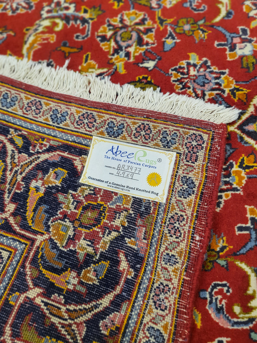 Superfine Persian Keshan Cream Hand Knotted Wool With Centre Medallion - 4.9 X 9 FT - AR3477