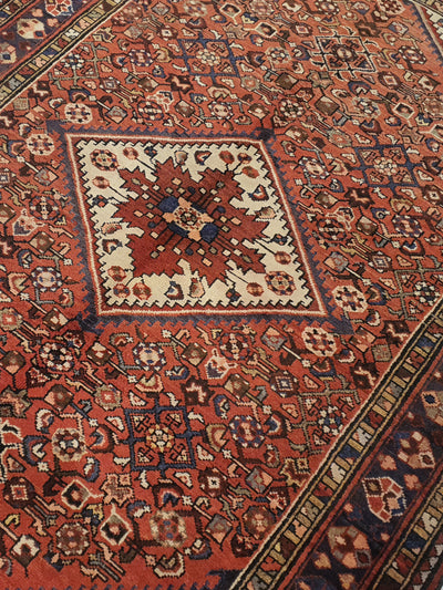 Superfine Persian Bidjar Hand Knotted Wool With Pink And Blue Border - 4.9 X 6.10 FT - AR3513