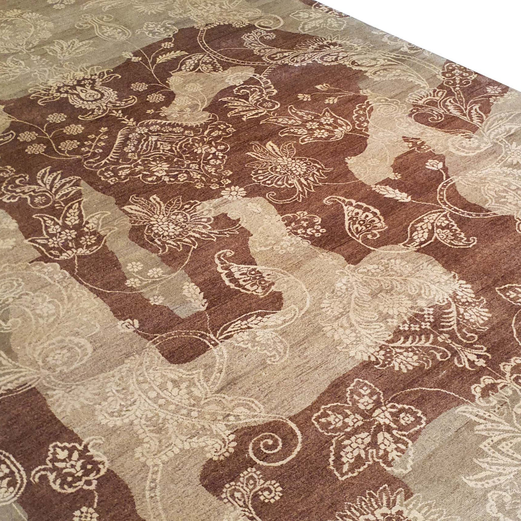 Persian Modern Classic Broken Design Silk & Wool Allover Silk Flowers-VP196