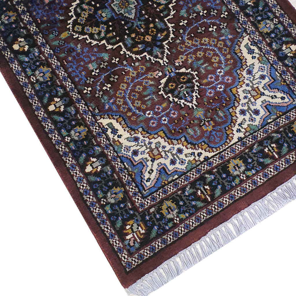 Superfine Kashmir Kirman Silk Carpet Rust And Black Border - AR3908