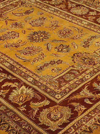 Persian Tabriz Mashad Allover Design Yellow and Rust - AR1081