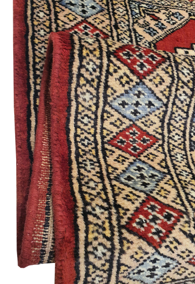 SUPERFINE BUKHARA RED WITH 4 MEDALLION & MULTICOLOUR BORDER - AR3979