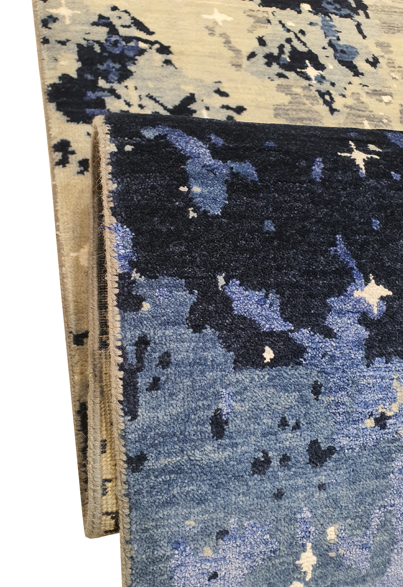 Superfine Persian Silk and Wool Galaxy Design Wool Light Grey, Dark Grey, Light Blue and Dark Blue-VP004