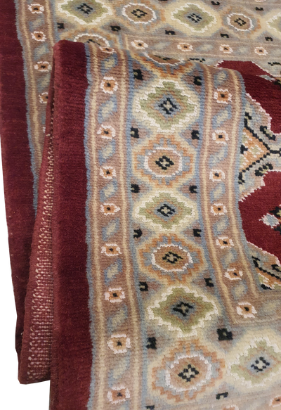 SUPERFINE BUKHARA RED & BROWN ALLOVER DESIGN WITH SILK - AR4002
