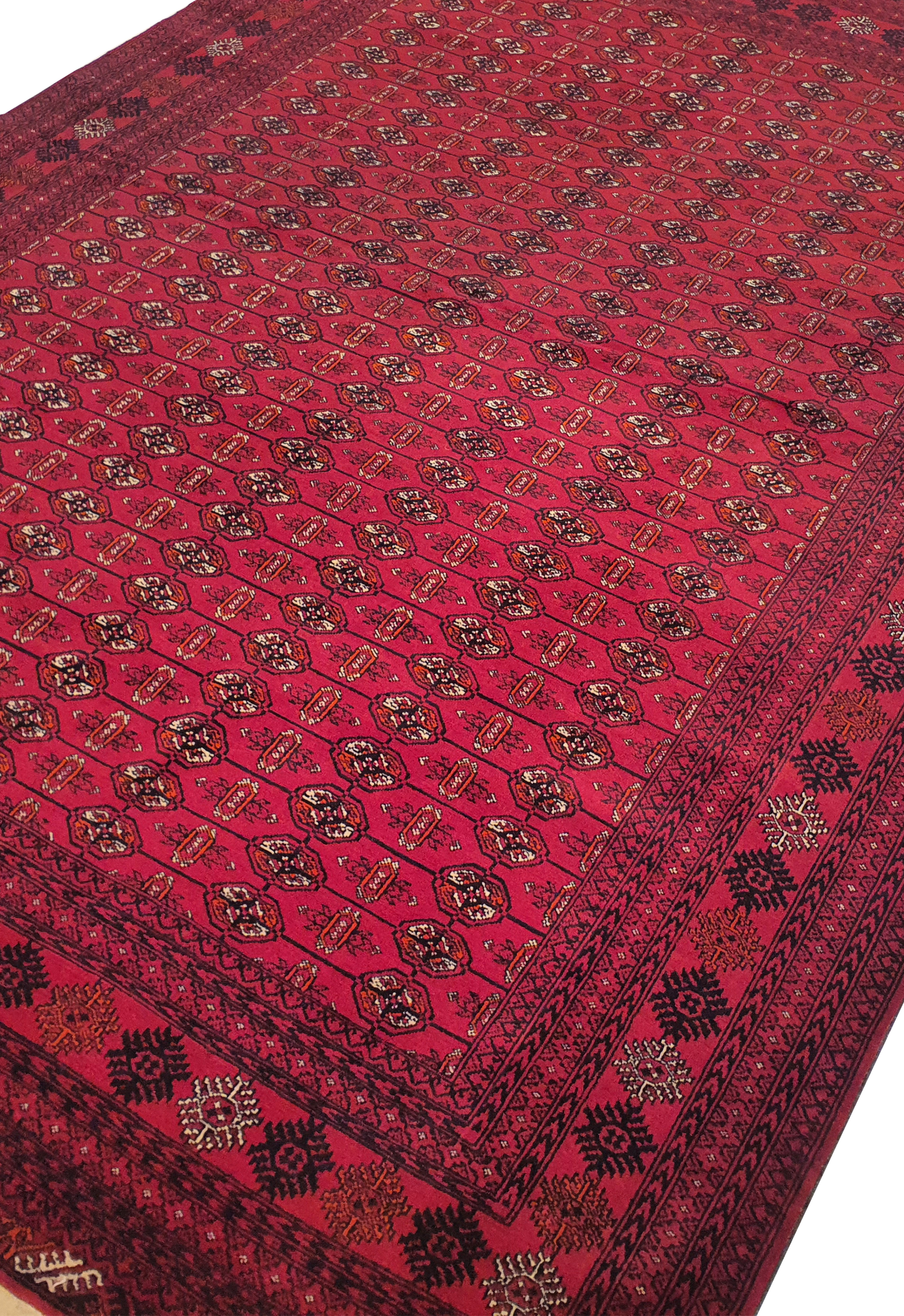 SUPERFINE PERSIAN TURKAMAN RED WOOL ON WOOL ALLOVER ELEPHANT FOOT PATTERN - AR3974