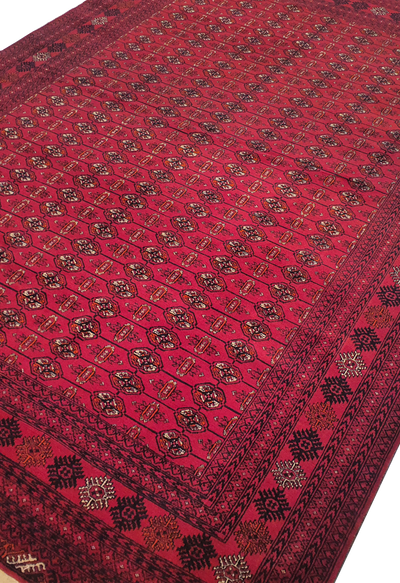 SUPERFINE PERSIAN TURKAMAN RED WOOL ON WOOL ALLOVER ELEPHANT FOOT PATTERN - AR3974