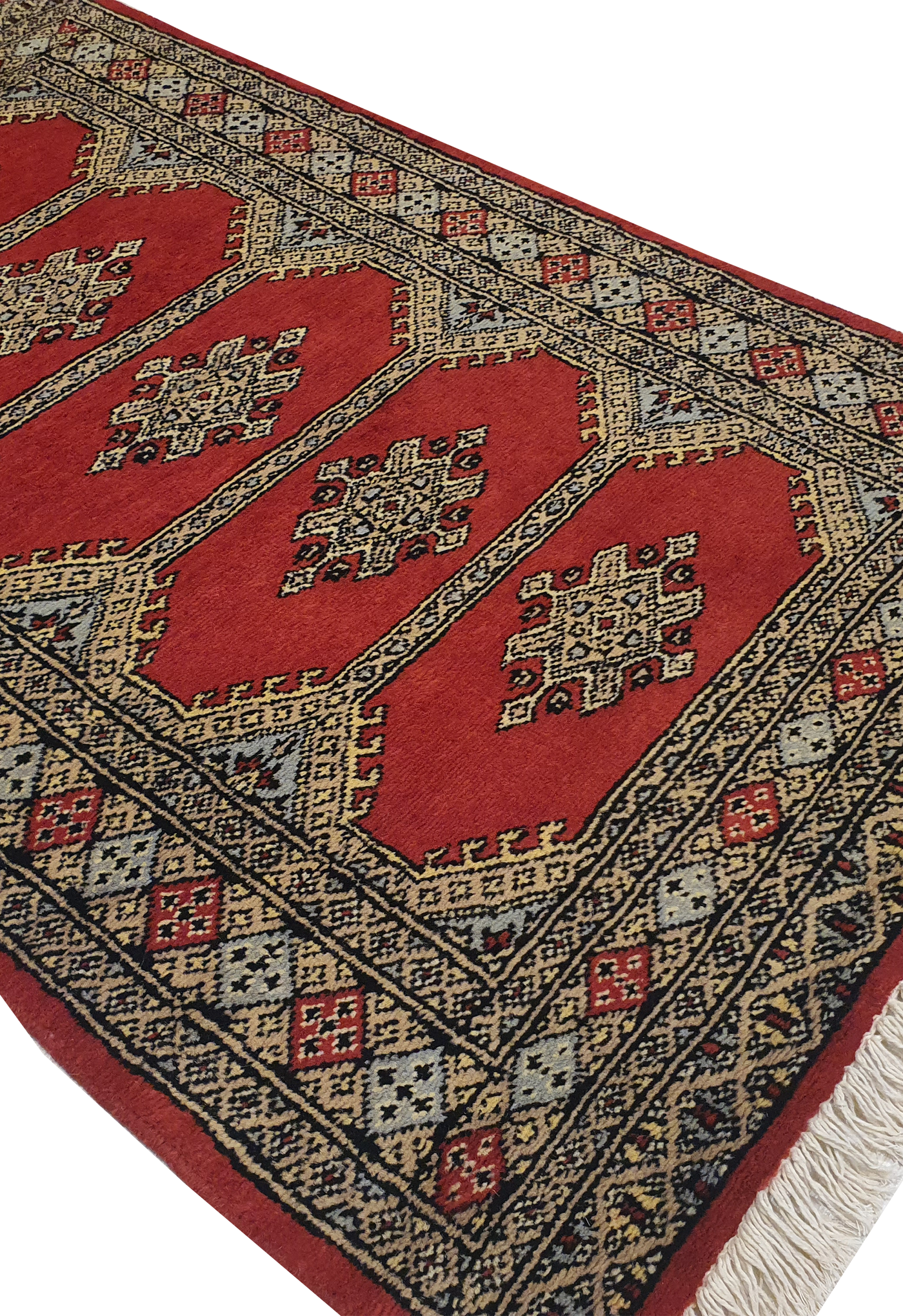 SUPERFINE BUKHARA RED WITH 5 MEDALLION & MULTICOLOUR BORDER - AR3982