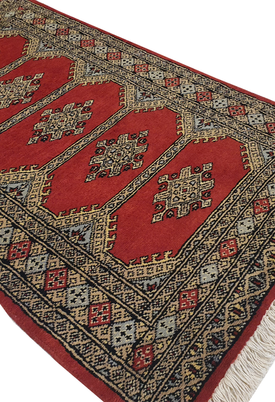 SUPERFINE BUKHARA RED WITH 5 MEDALLION & MULTICOLOUR BORDER - AR3982