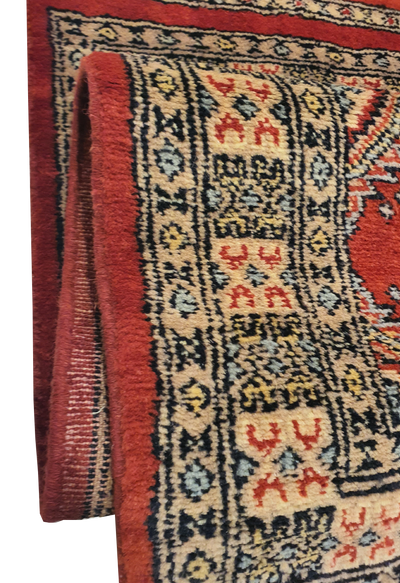 SUPERFINE BUKHARA RED WITH 4 MEDALLION & MULTICOLOUR BORDER - AR3980