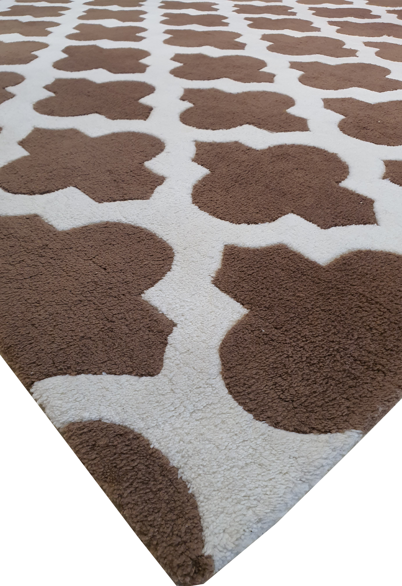 SUPERFINE HAND TUFTED MODERN WOOL VINTAGE WHITE & BROWN - HT0094