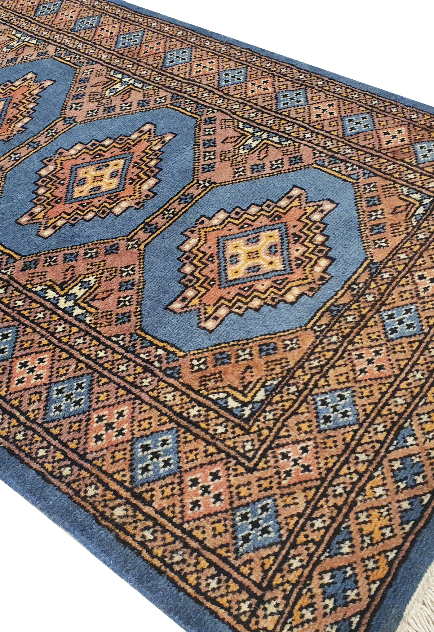 SUPERFINE BUKHARA LIGHT BLUE WITH 4 MEDALLION PINK & BROWN BORDER - AR3987