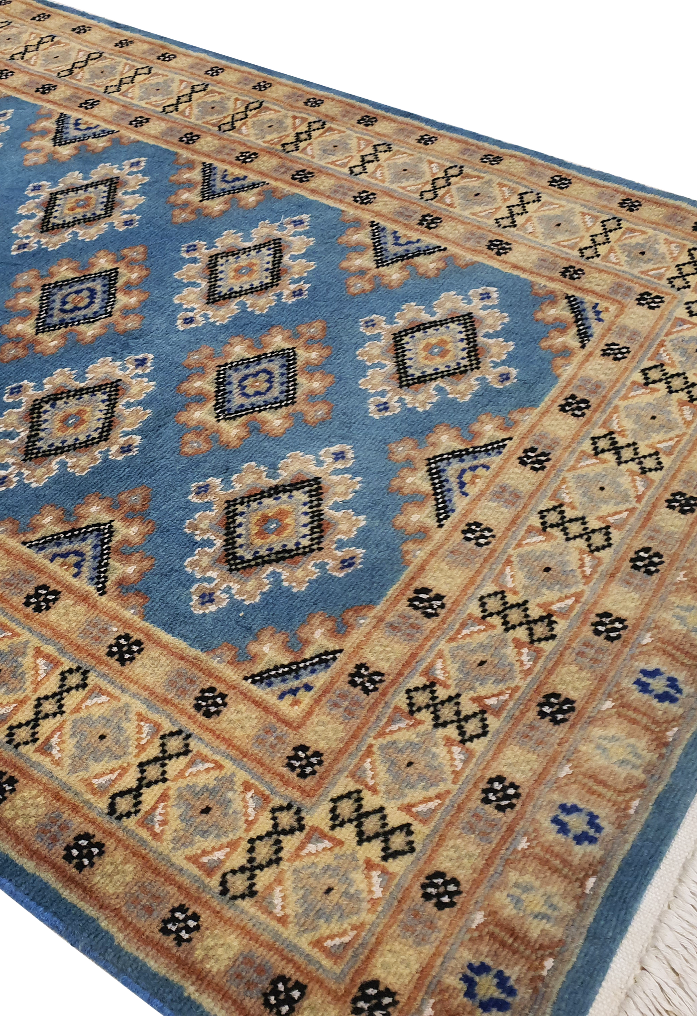 SUPERFINE BUKHARA SEA BLUE ALLOVER DESIGN WITH SILK - AR4000