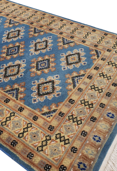 SUPERFINE BUKHARA SEA BLUE ALLOVER DESIGN WITH SILK - AR4000
