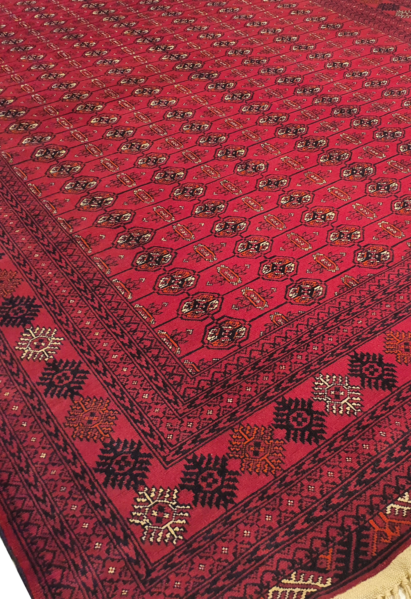SUPERFINE PERSIAN TURKAMAN RED WOOL ON WOOL ALLOVER ELEPHANT FOOT PATTERN - AR3975
