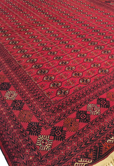 SUPERFINE PERSIAN TURKAMAN RED WOOL ON WOOL ALLOVER ELEPHANT FOOT PATTERN - AR3975
