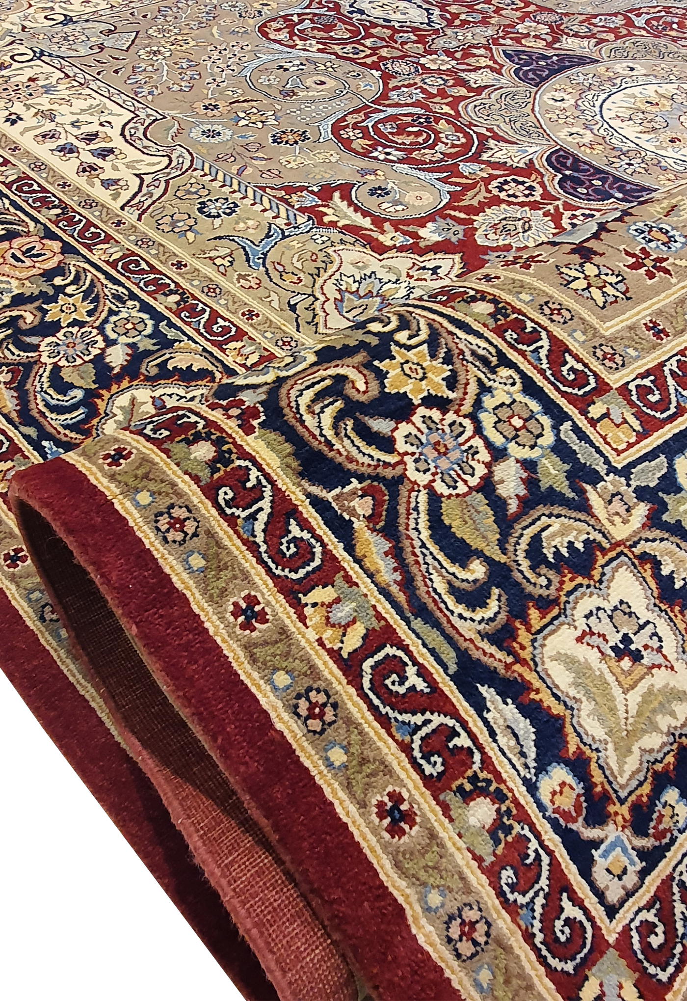 SUPERFINE PAK PERSIAN AUBUSSON KIRMAN WOOL WITH A LONG RED MEDALLION & BLURRED BORDER - AR3973