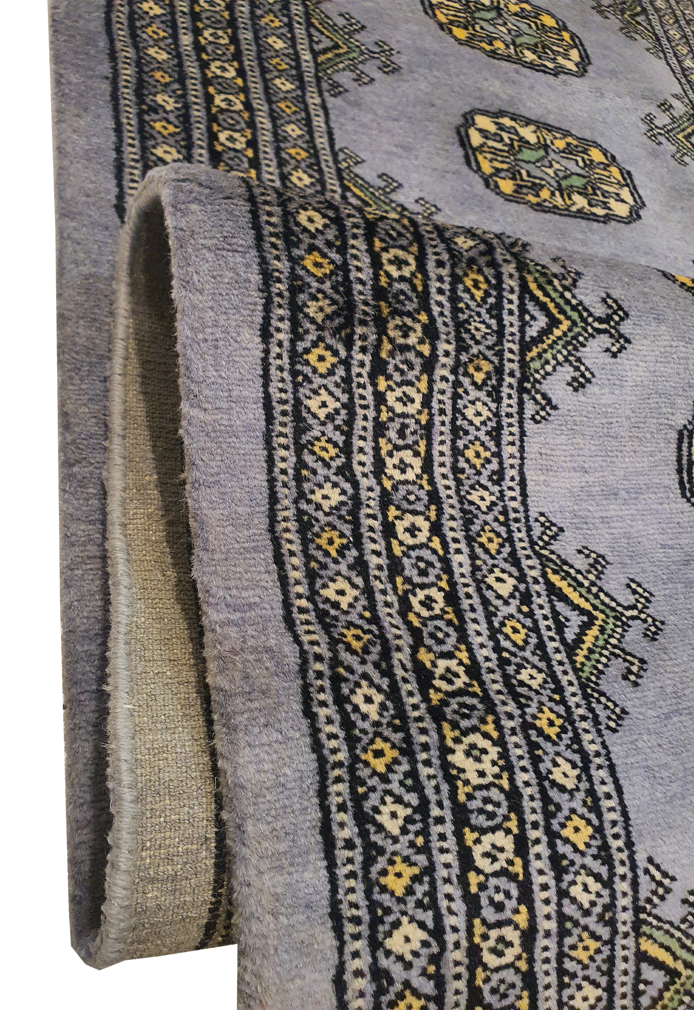 SUPERFINE BUKHARA WOOL GREY RUNNER WITH ELEPHANT FOOT MOTIF - AR3976