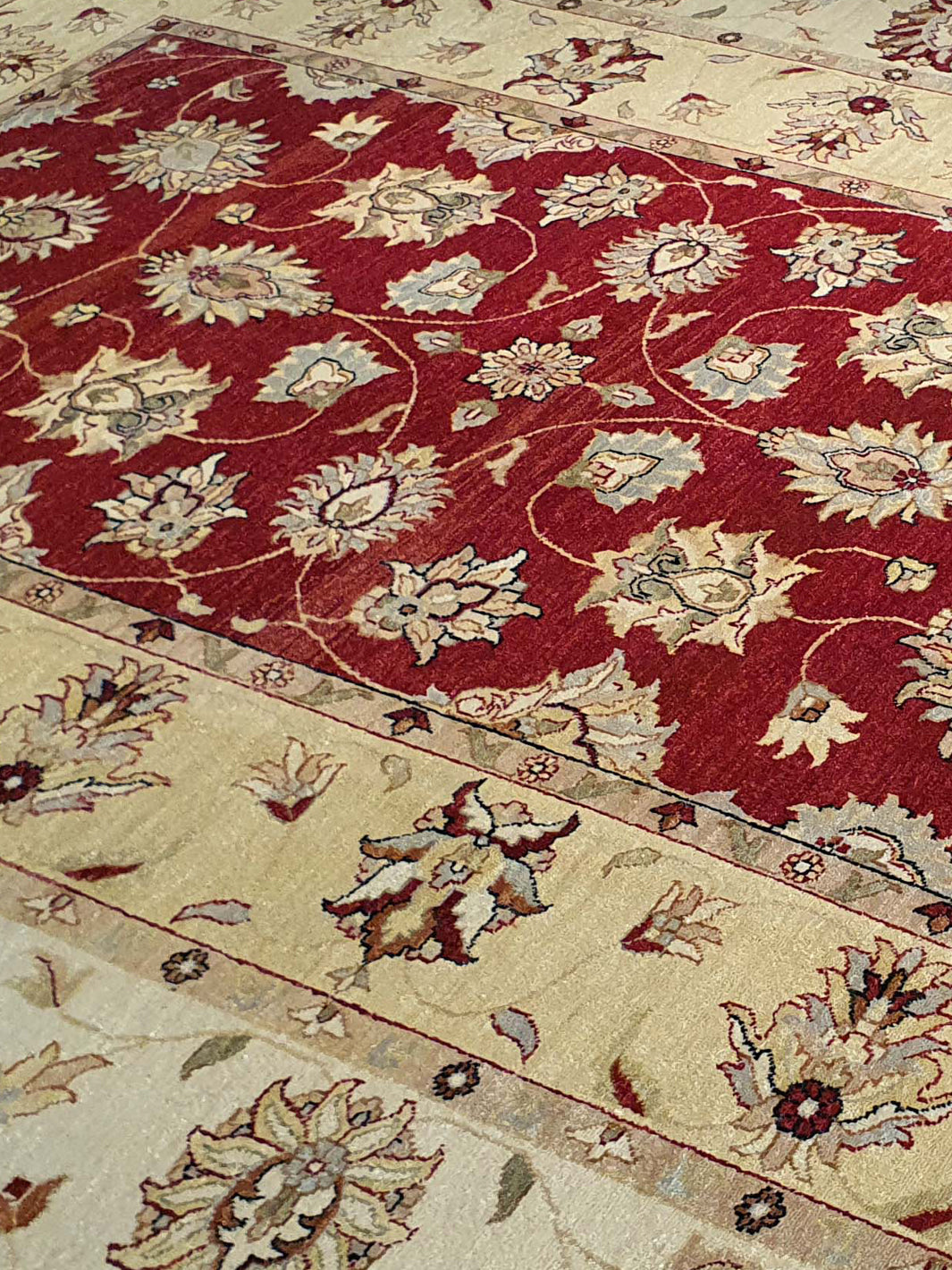 Indo Vegi Khazak with Double Border Design- 8.11 X 11.10 FT - AR1056