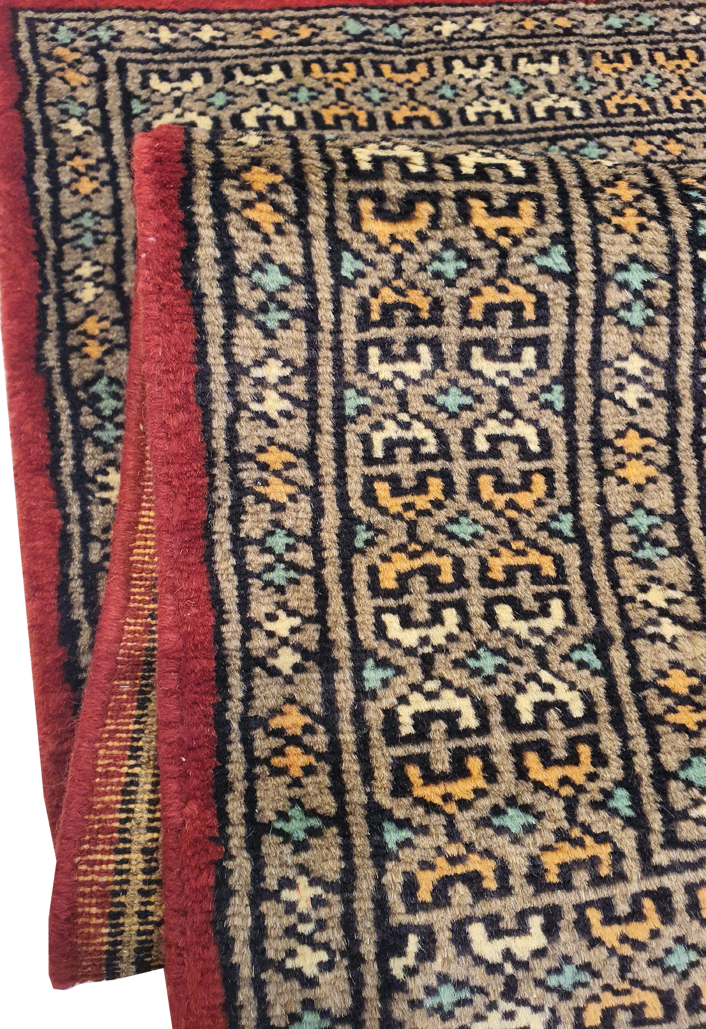 SUPERFINE BUKHARA RED WITH 5 MEDALLION & GREY BORDER - AR3989