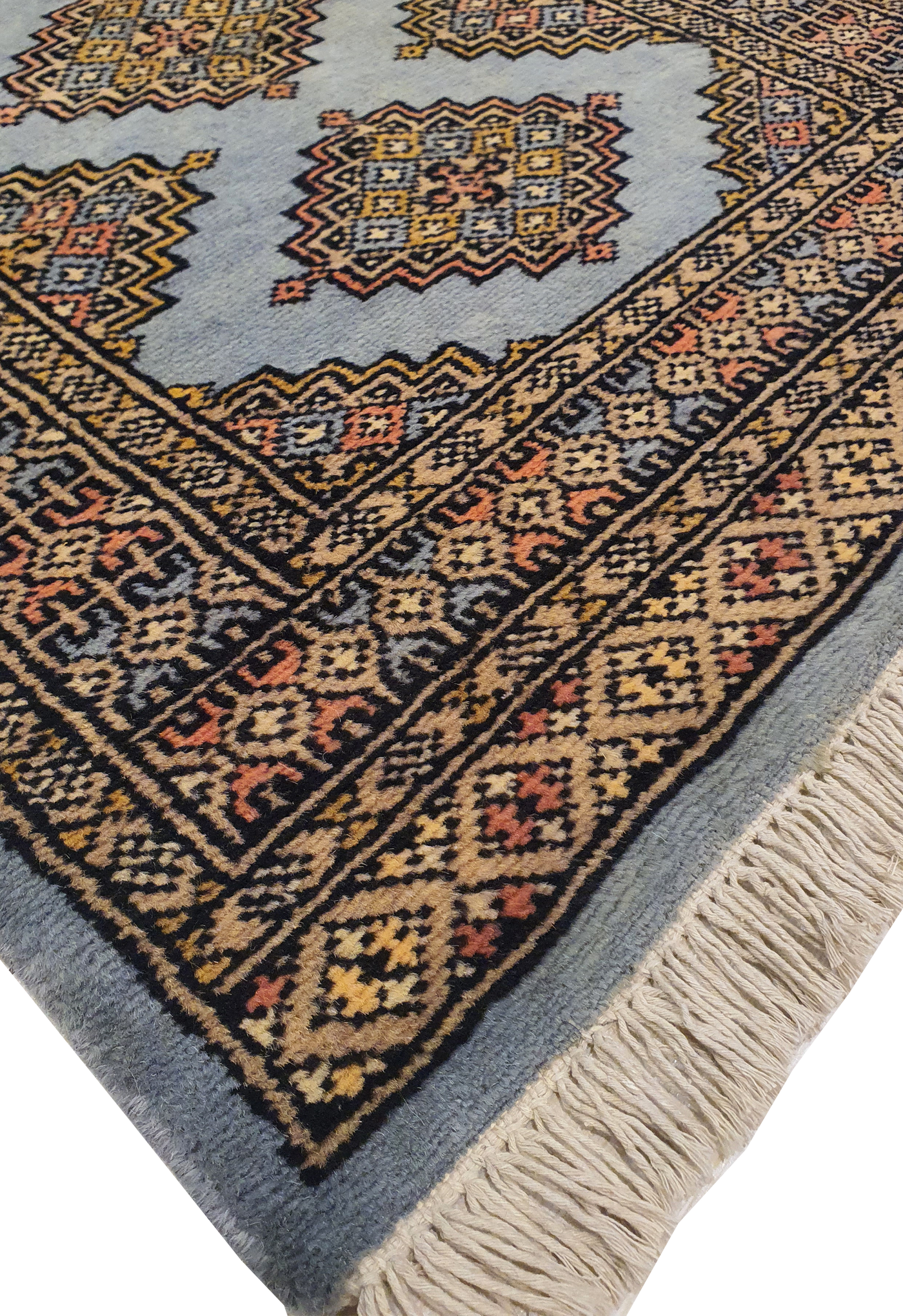 SUPERFINE BUKHARA GREY WITH 3 MEDALLION & BROWN BORDER - AR3999
