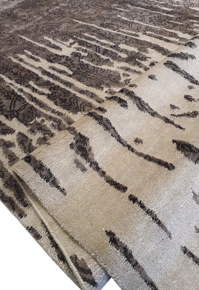 Superfine Galaxy One Side Broken Design Silk and Wool Brown and Cream-VP145