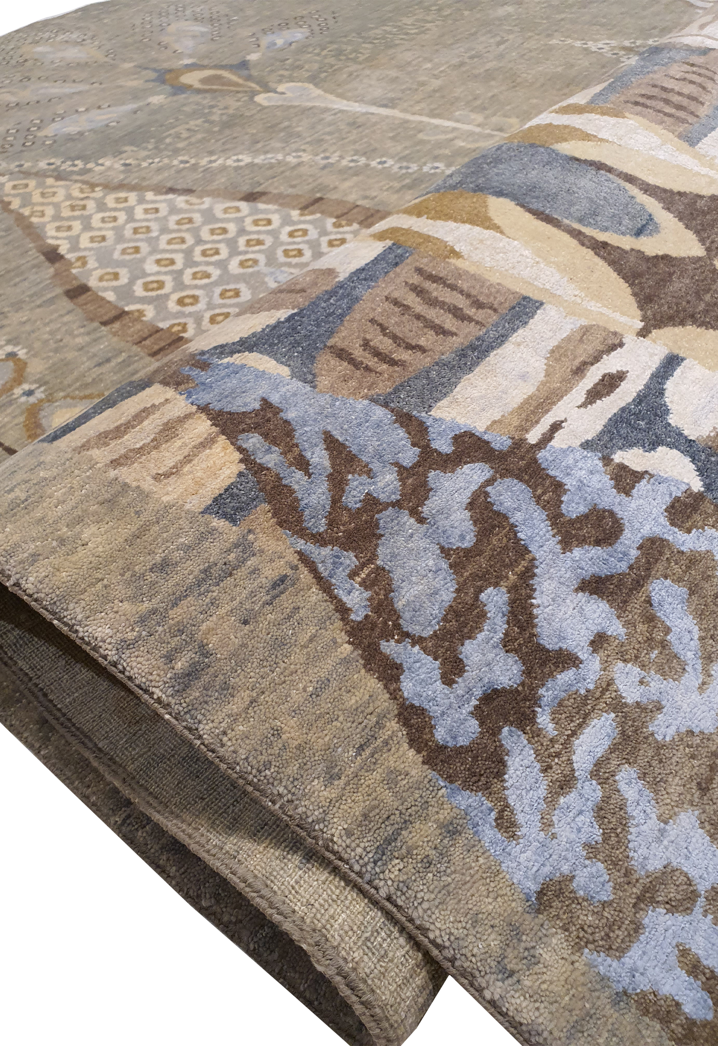 Persian Trees Of Life Motif Silk and Wool Light Brown With Dark Brown Motif - VP141