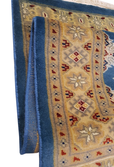 SUPERFINE BUKHARA SEA GREEN ALLOVER INLET SILK DESIGN & YELLOW BORDER - AR3991