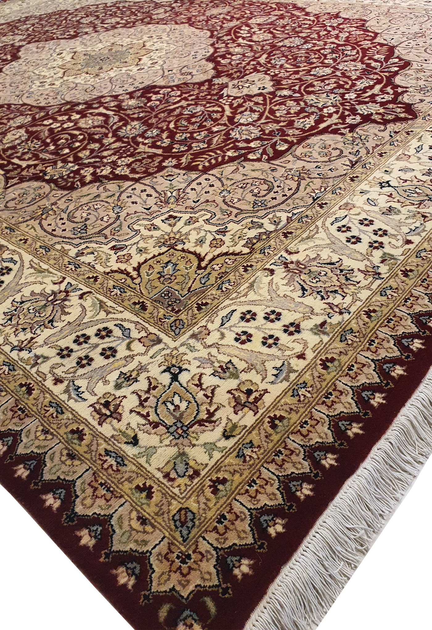 SUPERFINE PAK PERSIAN KIRMAN WOOL RED WITH CREAM BORDER MADE OF FINE LAMBS WOOL - AR3965
