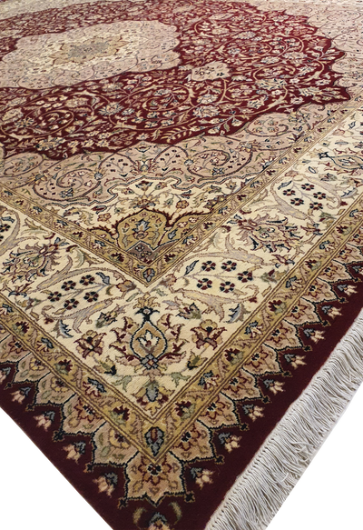 SUPERFINE PAK PERSIAN KIRMAN WOOL RED WITH CREAM BORDER MADE OF FINE LAMBS WOOL - AR3965