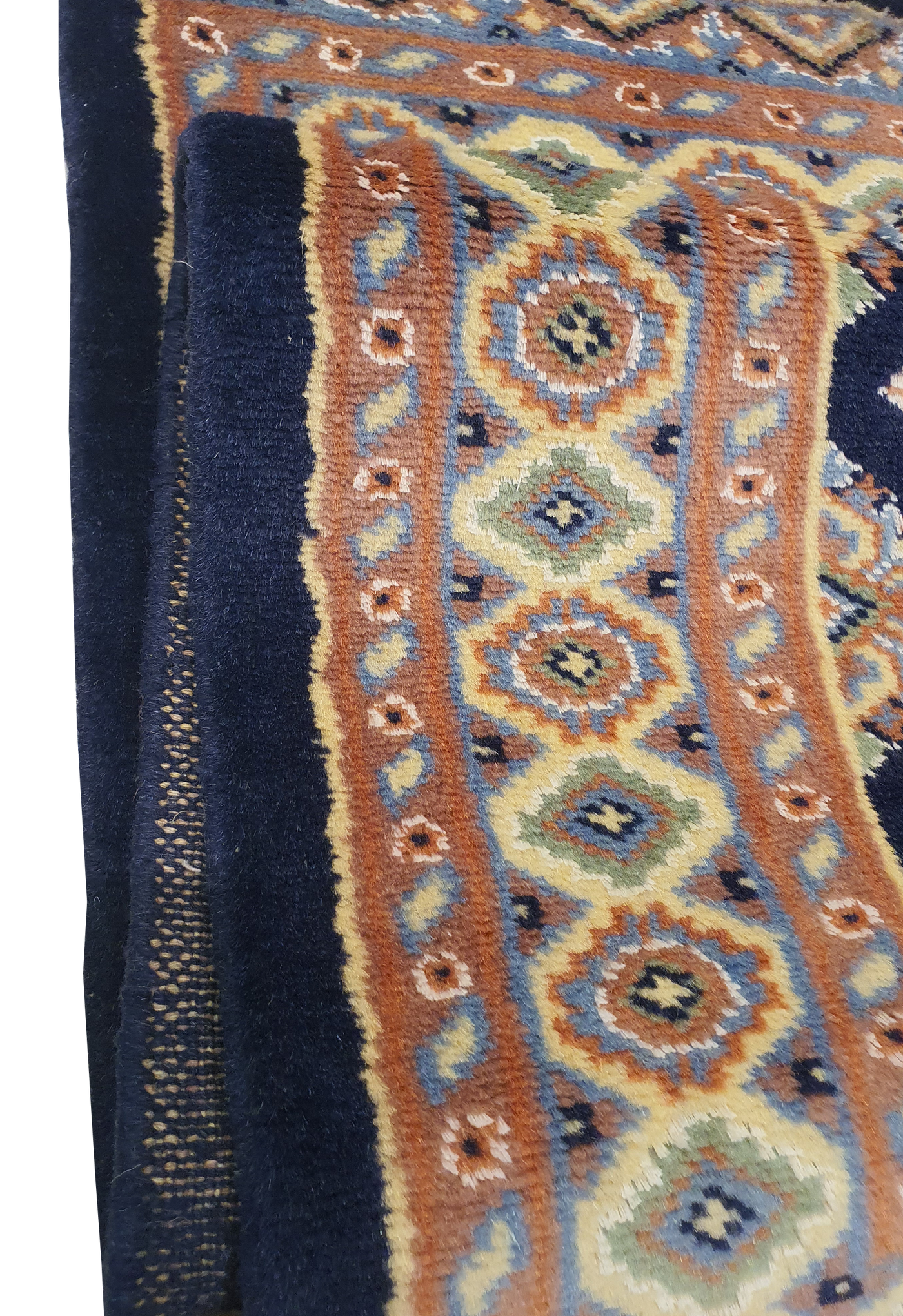 SUPERFINE BUKHARA BLUE & BROWN ALLOVER INLET SILK DESIGN - AR3992