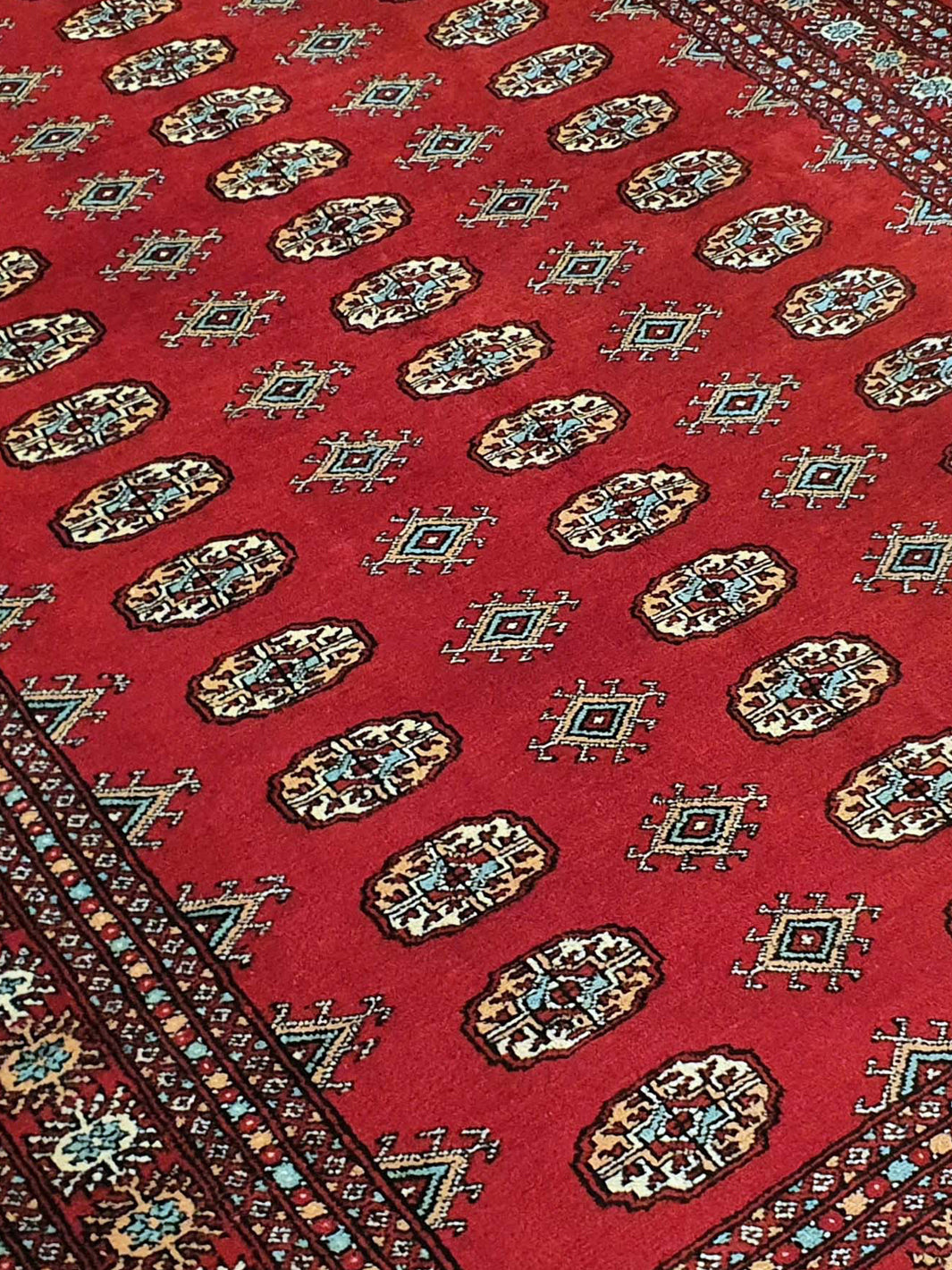 Pak Single Knot Bukhara Design Red and Black - AR0091