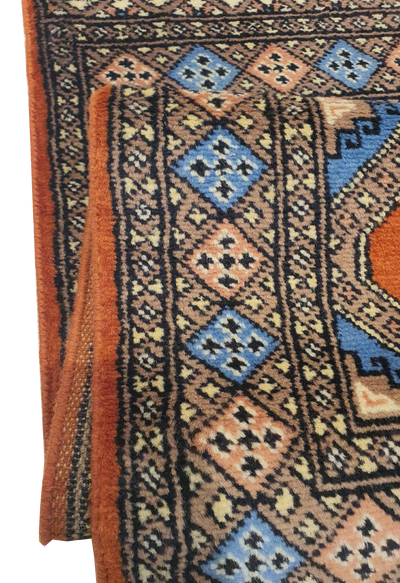 SUPERFINE BUKHARA ORANGE WITH 4 MEDALLION & MULTICOLOUR BORDER - AR3994