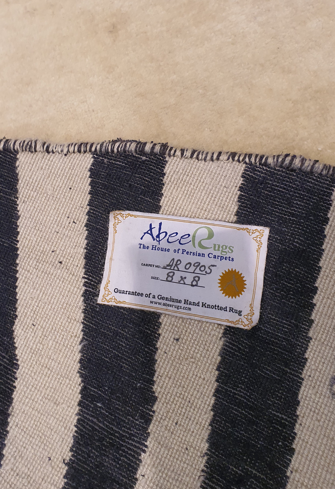 Modern Gabbah with Stripes Design Cream and Black - AR0905