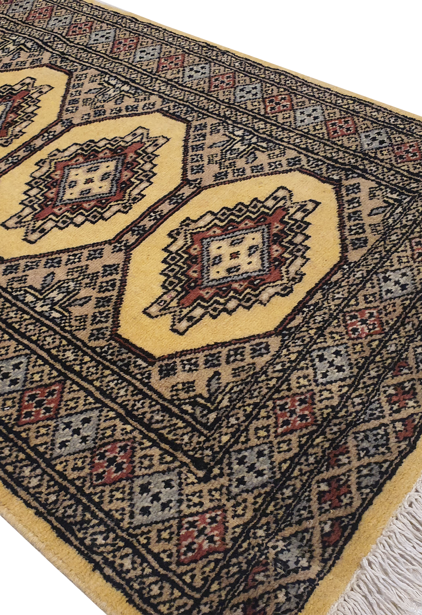 SUPERFINE BUKHARA YELLOW WITH 4 MEDALLION & MULTICOLOUR BORDER - AR3984