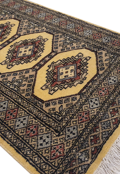 SUPERFINE BUKHARA YELLOW WITH 4 MEDALLION & MULTICOLOUR BORDER - AR3984