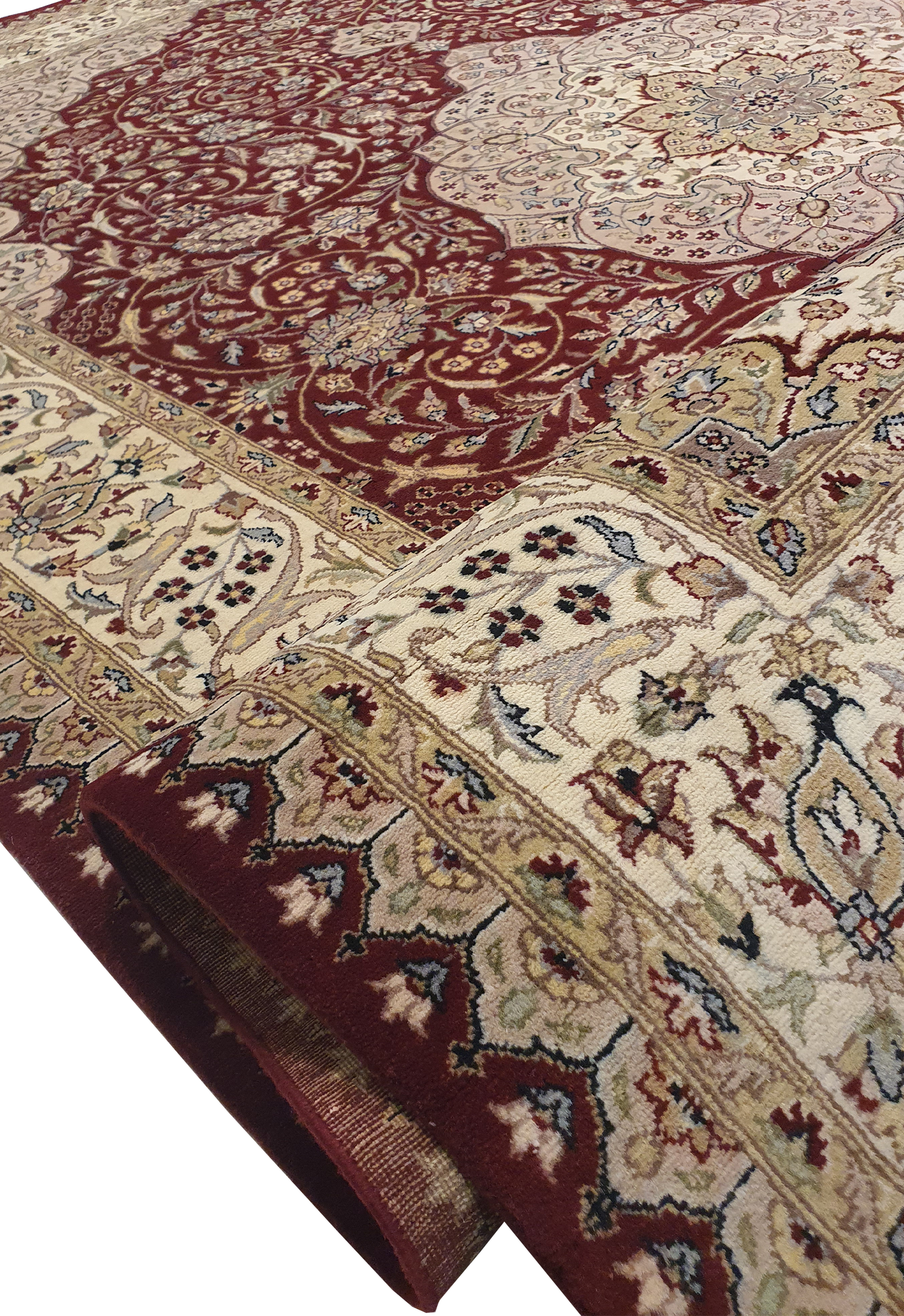 SUPERFINE PAK PERSIAN KIRMAN WOOL RED WITH CREAM BORDER MADE OF FINE LAMBS WOOL - AR3965