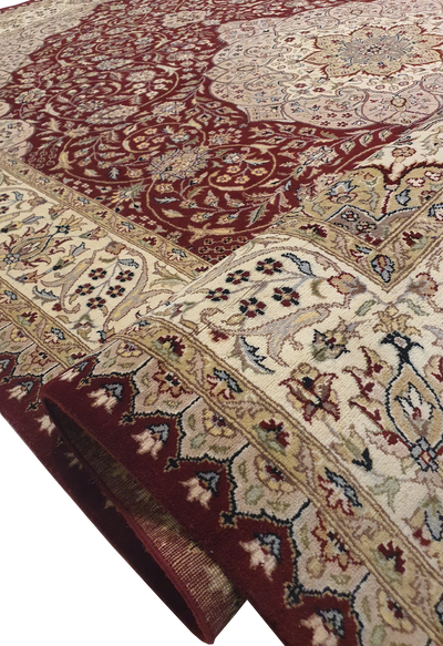 SUPERFINE PAK PERSIAN KIRMAN WOOL RED WITH CREAM BORDER MADE OF FINE LAMBS WOOL - AR3965