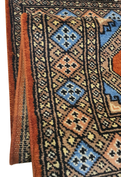 SUPERFINE BUKHARA ORANGE WITH 4 MEDALLION & MULTICOLOUR BORDER - AR3993