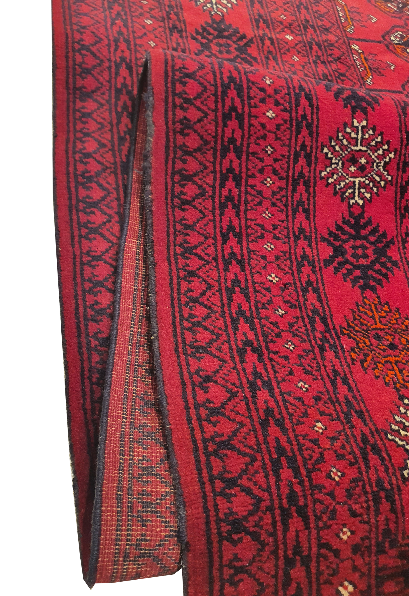 SUPERFINE PERSIAN TURKAMAN RED WOOL ON WOOL ALLOVER ELEPHANT FOOT PATTERN - AR3974