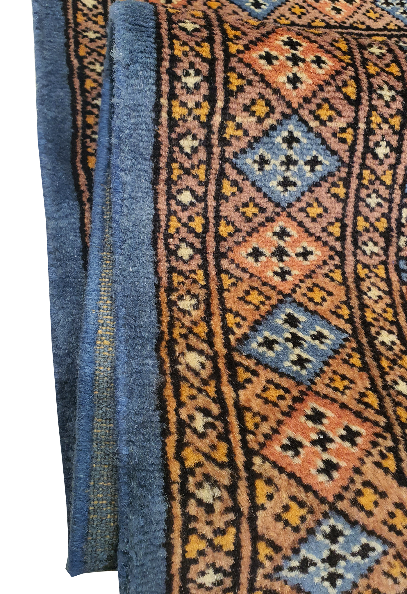 SUPERFINE BUKHARA LIGHT BLUE WITH 4 MEDALLION PINK & BROWN BORDER - AR3987