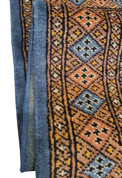 SUPERFINE BUKHARA LIGHT BLUE WITH 4 MEDALLION PINK & BROWN BORDER - AR3987