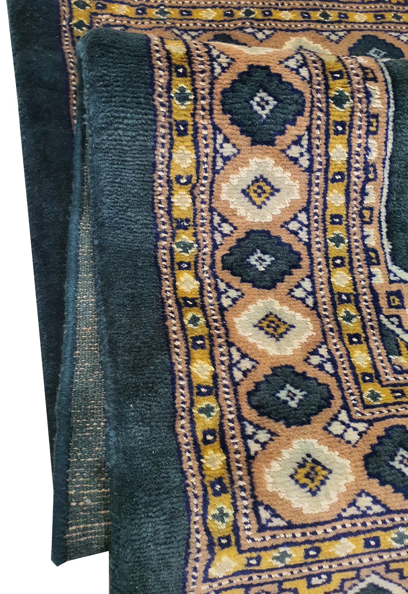 SUPERFINE BUKHARA GREEN & BROWN WITH 3 MEDALLION INLET SILK - AR3996