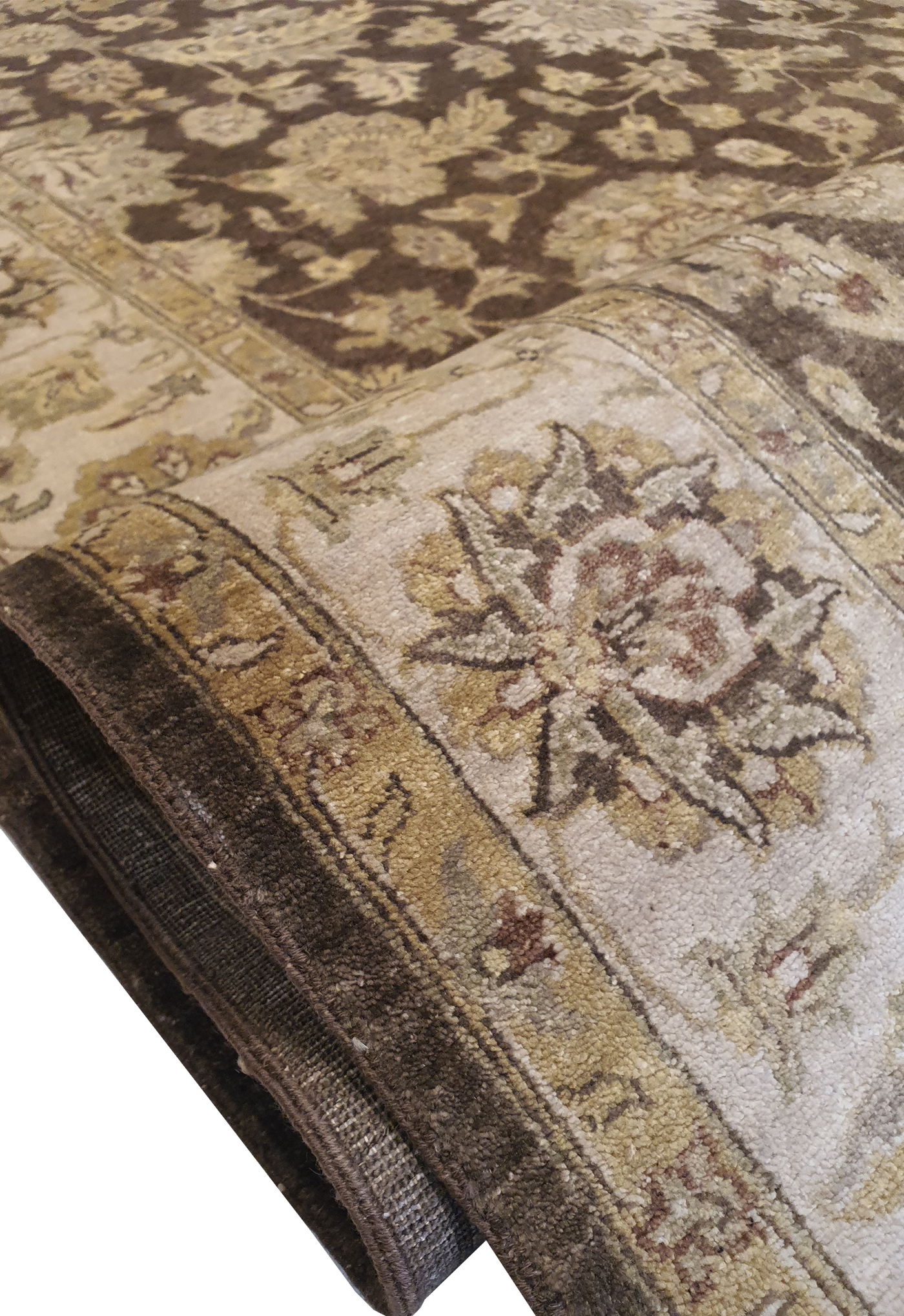 Indo Isfahan Allover Floral Design Dark Brown and Light Brown - VP084