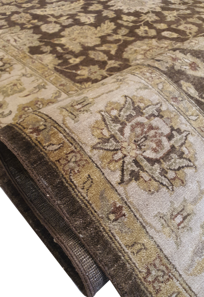 Indo Isfahan Allover Floral Design Dark Brown and Light Brown - VP084