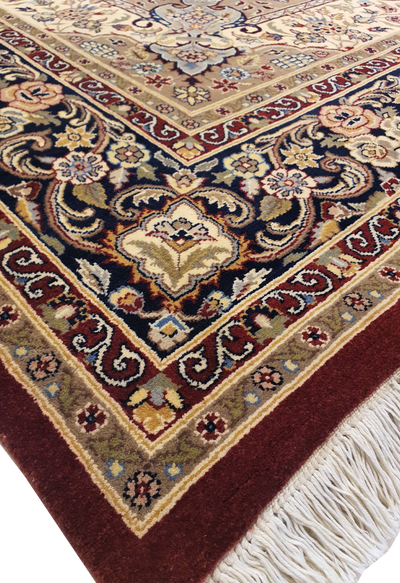 SUPERFINE PAK PERSIAN AUBUSSON KIRMAN WOOL WITH A LONG RED MEDALLION & BLURRED BORDER - AR3973