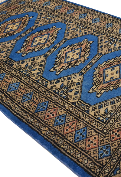 SUPERFINE BUKHARA LIGHT BLUE & BROWN WITH 4 MEDALLION - AR3998
