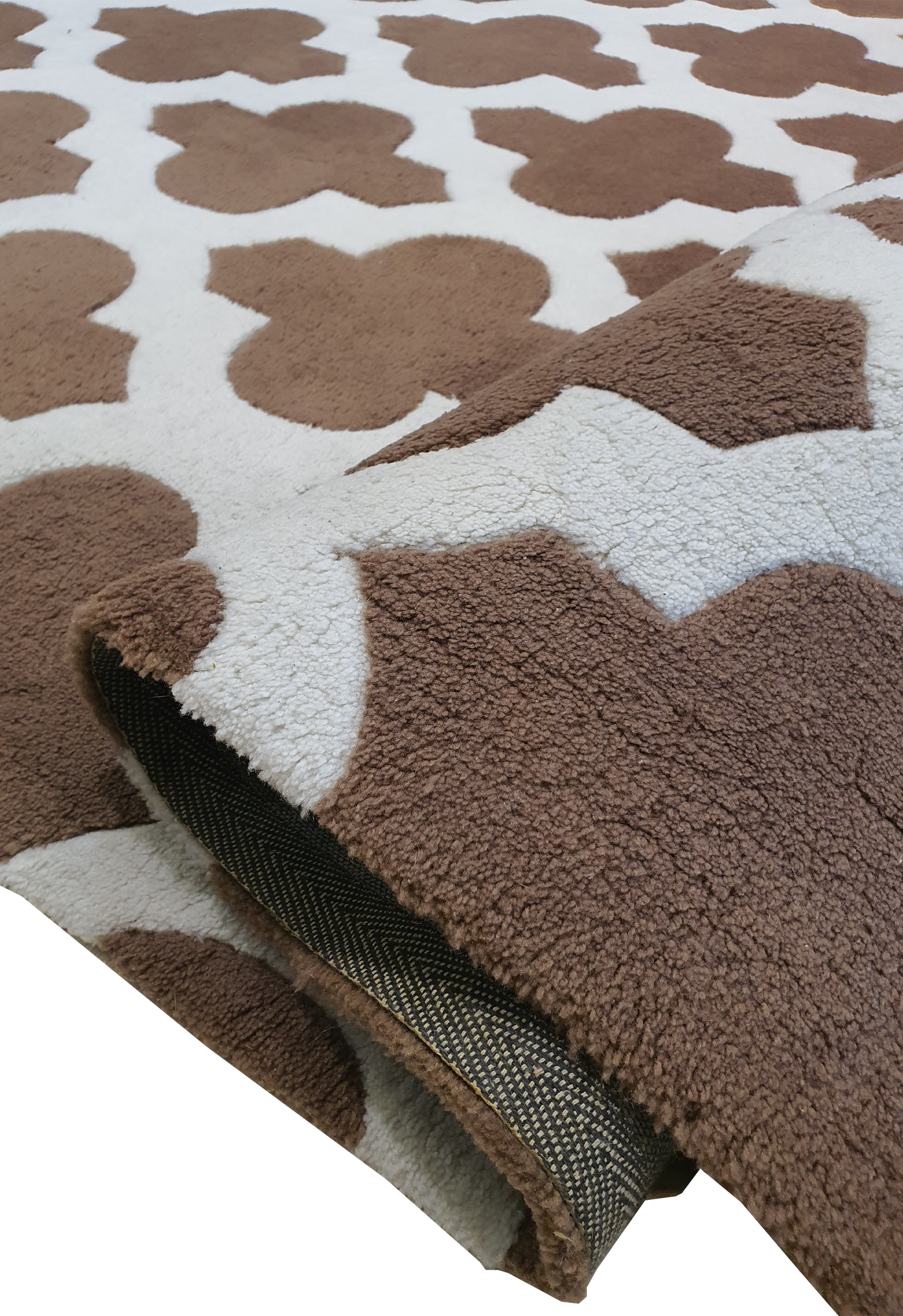 SUPERFINE HAND TUFTED MODERN WOOL VINTAGE WHITE & BROWN - HT0094