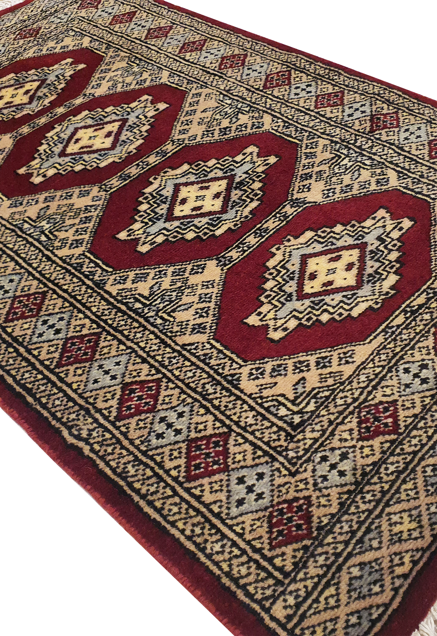 SUPERFINE BUKHARA RED WITH 4 MEDALLION BROWN & GREY BORDER - AR3985