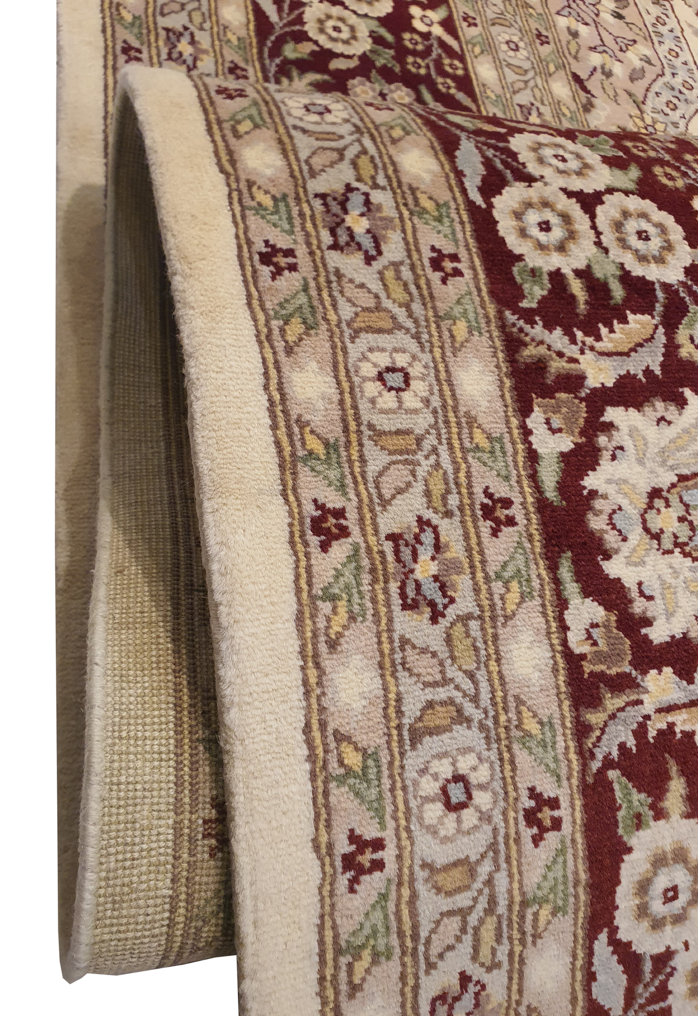 SUPERFINE PAK PERSIAN ISFAHAN CENTRE MEDALLION CREAM WITH RUST BORDER MADE OF BABY LAMBS WOOL - AR3968